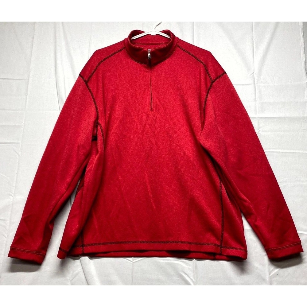 Pebble Beach Performance Jacket Mens Large Red Quarter Zip Mock Neck Pullover